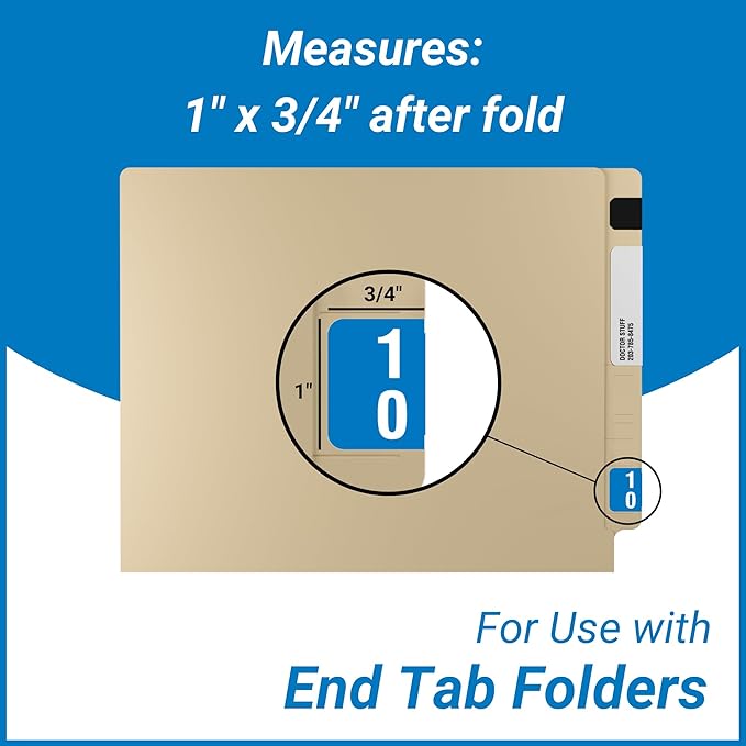 Doctor Stuff - File Folder Labels, Terminal Digit Filing, Consecutive Double Digit Numbers 10-19, Compatible with SMEAD DDS - SMDM Series Chart Stickers, Light Blue, 1" x 1-1/2", 500/Roll