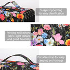 Vomgomfom Colored Pencil Case - 252 Slot Pencil Holder with Zipper Closure, Twill Fabric Large Capacity Case for Watercolor Pens or Markers, Organizer for Artists (Black Flower)