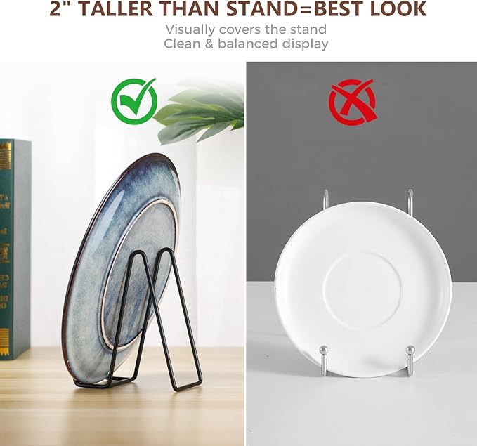 Plate Holder Large Display Stand - 2 Pack 12 Inch Oversized Plate Stands for Display Heavy Duty Artwork - Extra Big Metal Tabletop Easel for Decorative Platter | Picture Frame | Plaque | Book - Black