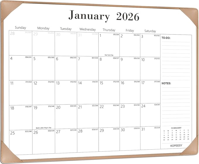 Desk Calendar 2026, January 2026 to June 2027, 18 Monthly Large Calendar 2026, 22" x 17" New Year Desktop Pad Calendar for Planning and Organizing In Your Family, School or Office - Apricot