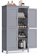 VASAGLE Floor Storage Cabinet, Freestanding Storage Unit with 4 Doors, Adjustable Shelves, 11.8 x 23.6 x 43.3 Inches, for Entryway, Bathroom, Dove Gray UBBC552P36