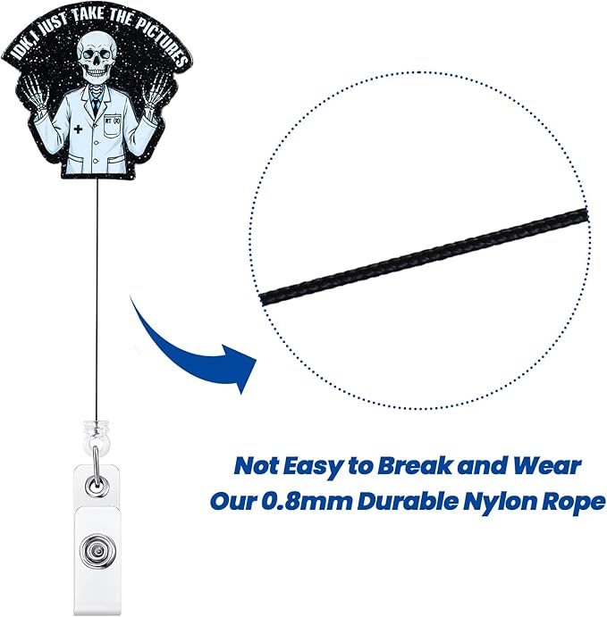 IDK,I Just Take The Pictures Funny Radiology Skeleton Nurse Badge Reel, Cute RT Retractable ID Card Badge Holder, Name Tag Badge Buddy for RN CT MRI RAD Nurse Nursing Student Radiologist X-Ray Tech