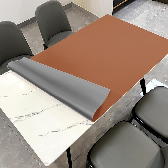 Zinkooat Table Cover Rectangle for Dining Room Table - Can Be Used On Both Sides Waterproof and Easy to Clean Good Flatness Used for Dining Table(Brown+Gray 44x96)