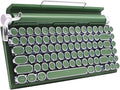 Adventurers Retro Typewriter-Style Mechanical Keyboard, 83 Keys, 75% Compact Layout, Bluetooth 5.0 and Wired, Hot-Swappable Blue Switch, White Backlit for Windows/Mac/iPad/PC/Laptop (Dark Green)