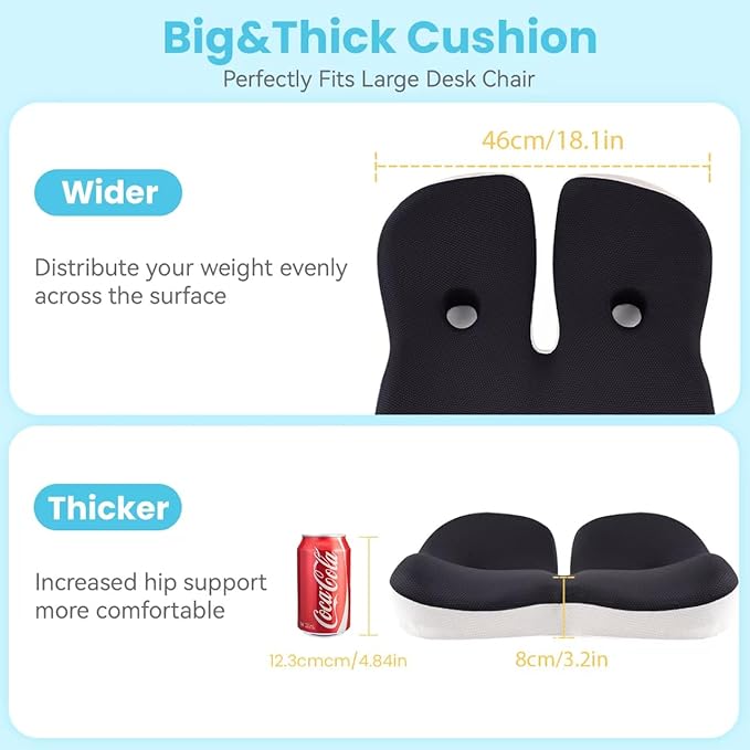 OVRST Seat Cushion,Office Chair Memory Cushion, Ergonomic Design, Relieve Sciatica and Long-Term Sitting Pain, Suitable for desks, car Seats, Games, wheelchairs