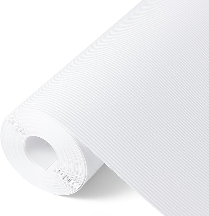 Shelf Liners for Kitchen Cabinets Drawer Liner Non Adhesive Cupboard Mat EVA Material Waterproof Refrigerator Mats Washable Fridge Liner for Cupboard and Desks Liner White 17.3 x 236.2 Inches
