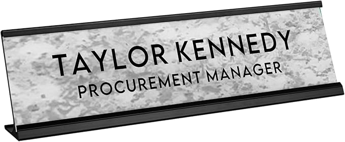 Custom Engraved Desk Plate | Personalized with your Name and Title | Perfect Decor for Office, Business, or Home | Multiple Font and Color Options | 2x8" or 2x10" (Marble w/Black Letters, 2x8")