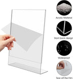 SVOPY Acrylic Sign Stand Holders - 8.5 x 11 Clear Plastic Table Paper Display Stand, Suit for Displaying Posters, Picture, Flyers, Menu - 10 Pack