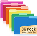 SUNEE File Folders, 36 Pack Manilla Folders 8.5 x 11, Colored File Folders Home Office School Supplies for Documents Files Paper, 6 Assorted Colors
