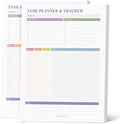 Task Planner & Tracker 8.5 x 11 Tear-Off 70 Sheet Planner Pad – Project Organizer with Time Log, Top Priority, Follow-Up – Notepad for Home & Office (White, Colorful, 2 Pack)