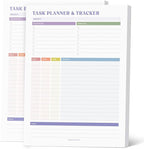 Task Planner & Tracker 8.5 x 11 Tear-Off 70 Sheet Planner Pad – Project Organizer with Time Log, Top Priority, Follow-Up – Notepad for Home & Office (White, Colorful, 2 Pack)