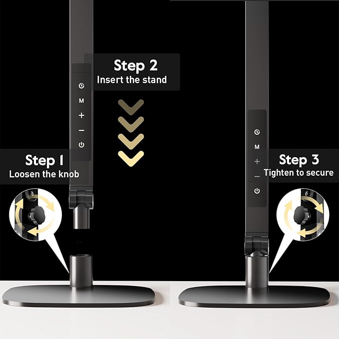 LitONES LED Desk Lamp for Home Office, Eye-Caring Modern Desk Light, 3 Color Temperature 10 Brightness Computer Light, Dimmable Desk Light with Memory & Timer Func, Metal Swing Arm Table Lamp