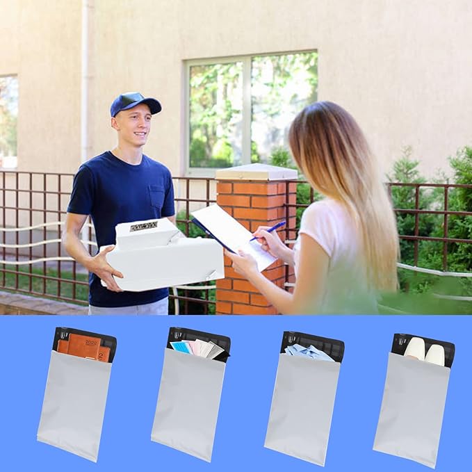 newlng Poly Mailers Shipping Bags Mailing bags100pcs 4 Assorted Sizes White Shipping Envelopes Self-sealing Adhesive Waterproof and Tear-Proof Packaging Bags Shipping Bags for Clothing Books Gift