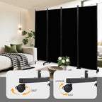 Room Divider (4 Panel) Wall Divider for Room Separation, 88 inch Wide Portable Privacy Screens W/Wheels, Metal Frame Freestanding Room Separators 5.6FT Room Partitions and Dividers