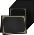 SUNEE Certificate Holders(Black, 60 Packs, New Pattern), Diploma Covers Gold Foil Border, for Letter Size 8.5x11 Certificates, Cardstock, Document Papers