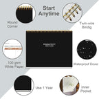 Weekly Productivity Planner - 8.5" x 11" Dashboard Desk Notepad Has 6 Focus Areas to List Tasks for Goals, Projects, Clients, Academic or Meal-Organize Your Daily Work Efficiently, 54 Weeks, Black