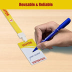 Visitor Badge Lanyards Volunteer Badge Holder with Clips (25 pcs) - Reusable Temporary ID Pass for Office, School, Events PVC Plastic Security Cards for Exhibition Guest by OSTENBIG (Yellow)