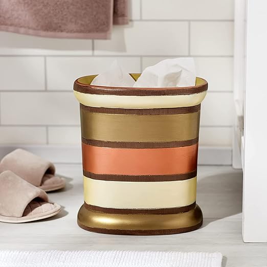 Zahari Home Decorative Trash Can for Bathroom, Office & Bedroom - 2.1 Gallons Stylish & Small Trash Can for Dorms, Desktop & Restroom - Chic Waste Basket for Compact Spaces, Contempo