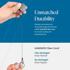 Will Well ID Badge Holder Reel with Clip and Keyring - Heavy-Duty All-Metal Casing with 27.5" UHMWPE Fiber Pull Cord for Durability and Easy Access, Holds up to 8 Keys - 2-Pack, Round, Glossy Silver