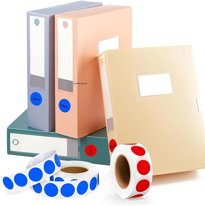 PARLAIM 2 Rolls 2000PCS 3/4" Round Circle Color-Code Dot Stickers,2 Color Style Colorful Coding Label Sticker for Home Office Classroom (Red +Blue)