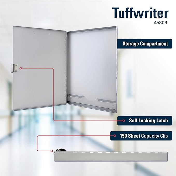 Saunders Metal Clipboard with Storage, Silver Single Layer Nursing Clipboard Folio, Letter Size Paper Organizer, Slim Steel Clip, Side-Open Form Holder for Office, School & Work - Made in USA