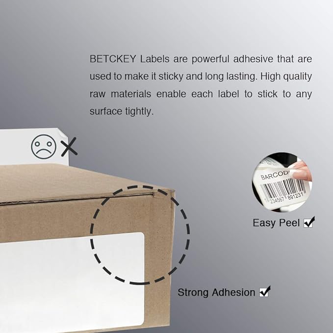 BETCKEY - 4" x 2.5" (102 mm x 64 mm) Shipping & Multipurpose Labels Compatible with Zebra & Rollo Label Printer,Premium Adhesive & Perforated [16 Rolls, 9920 Labels]