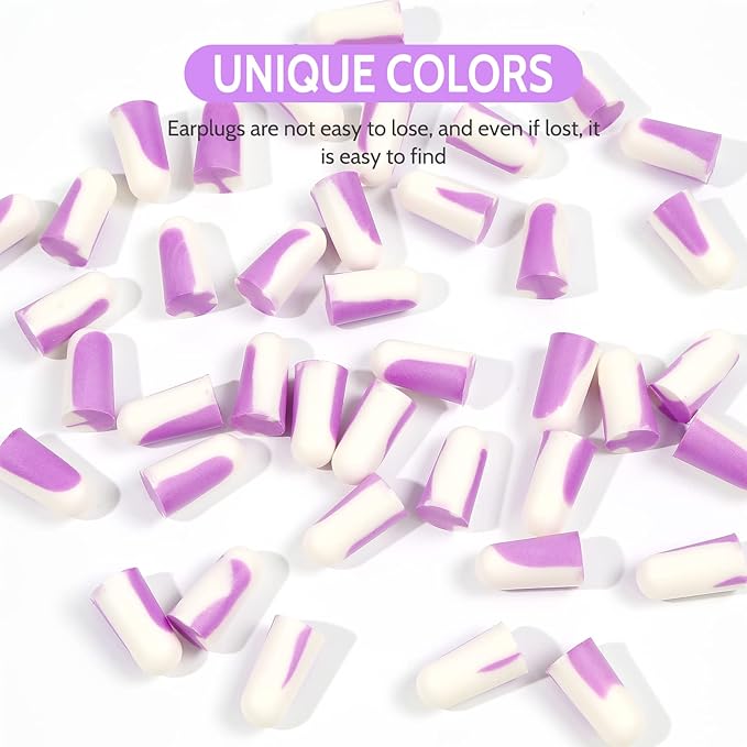 LYSIAN Ultra Soft Foam Earplugs Sleep-5 Pairs, 38dB Noise Cancelling Ear Plugs for Sleeping, Study, Shooting Range and Loud Sound Proof (Purple/White)
