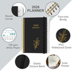 2026 Planner - Planner 2026 from January 2026 - December 2026, Weekly & Monthly Planners Spiral Bound with 12 Monthly Tabs, Inner Pocket, 6.4" x 8.5", Black