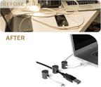 6 Sets Charger Cord Holder, Glossy Black Metal Adhesive Cable Management Clips,Adjustable Cable Anchor Holders,Wire Organizer for Desk, Wall, Home, Office