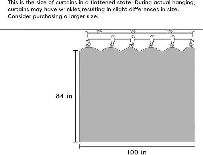 hoeflife Room Divider Curtains Blackout Floor to Ceiling Curtain with Hook Wall Mount Sliding Door Curtains Ceiling Mount Extra Wide Curtain Wall Divider for Room Separation(Greyish White,W100xH84in)