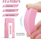 SIKAO Pink Erasers, 6 Pack Block Pencil Erasers – Smudge-Free Latex-Free Cute Erasers for Kids & Girls, School Supplies, Clean Erase for Homework, Journaling & Drawing