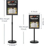 VAIIGO 8.5 x 11 Inch Adjustable Pedestal Sign Poster Stand, Heavy Duty Floor Standing Sign Stand Aluminum Snap Open Display Frame for Vertical and Horizontal View Sign Displayed(Black)