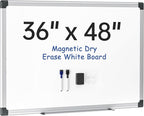 VUSIGN Magnetic Whiteboard 48" x 36", Large Dry Erase Board for Wall with Silver Frame, Wall-Mounted White Board for Office, Classroom & Home, Includes Markers, Magnets and Eraser