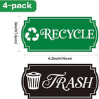 TINNALART Recycle Stickers for Trash Bins, 4-Pack Trash and Recycle Stickers, Green and Black (H2)