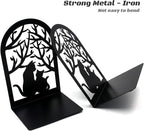 Book Ends, Bookends, Metal Bookend, Cat Decorative Bookends, Bookends for Shelves, Home Decorative Bookends for Heavy Books, Black Non-Skid Book Stopper, 7 x 4.7 x 4 inch (2 Pair)