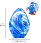QFkris Crystal Blessings Paperweight Easter Eggs 3.4" Blown Glass Art Figurine Collectibles Desk Decor (Blue)