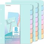 Forvencer 8-Tab Binder Dividers with Tabs, Big Tabs, Write&Erase Plastic Dividers for 3 Ring Binder, Binder Tabs for Organizers, 3 Ring Binder Dividers with Tabs for School Office (Pastels, 3 Set)