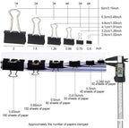 200PCS Binder Clips Paper Clamps Assorted Sizes (Black), Jumbo, Large, Medium, Small, Mini and Micro,6 Sizes with Box for Office, School and Home