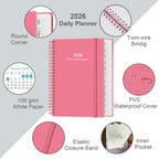 2026 Daily & Monthly Planner - One Page Per Day, Daily Planner 2026 from January 2026 to Deccember 2026, Planner 2026 with 12 Monthly Tabs, 6.4" x 8.5", Pink