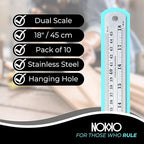 NOKKO Metal Ruler 18 Inch - Pack of 10 - Stainless Steel Ruler Set with Straight Edge Rulers - Precise Metric & Imperial Measurements - Ideal for School, Office, Woodworking & Craft Projects