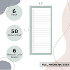 BIPEND 6 Pack Magnetic Notepads for Refrigerator, Grocery List Magnet Pad for Fridge, 50 Sheets per Note Pads To-Do List, Shopping List(300Sheets)