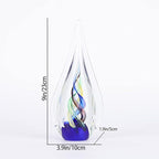 DOVDOV Blown Glass Sculpture, Blue Glass Art Collection Statue, Unique Mediterranean Water Drops Decorative Statue for Office, Bookshelf, Dresser, Living Room Coffee Table, Mantelpiece Filler