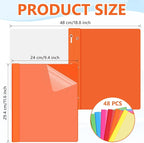 Feifeiya 48 Pack Plastic Report Covers with 3 Prongs Presentation Folders Bulk, 100 Sheet Capacity, Clear Front Report Covers for Presentation Document Paper School Office Supplies (Bright Colors)