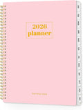 SUNEE 2026 Planner, Weekly and Monthly Calendar Planner, January 2026-December 2026, Daily Agenda with Tabs, Note Pages, Spiral Binding, 8.5"x11", Pink