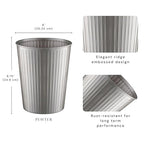 Monarch Abode Metal Bathroom Trash Can – Waste Basket for Bedroom, Office Desk, & Dorm, Handcrafted Ridge Embossed, Durable Decorative Pewter Small Trash Can Bathroom Garbage Bin Wastebasket