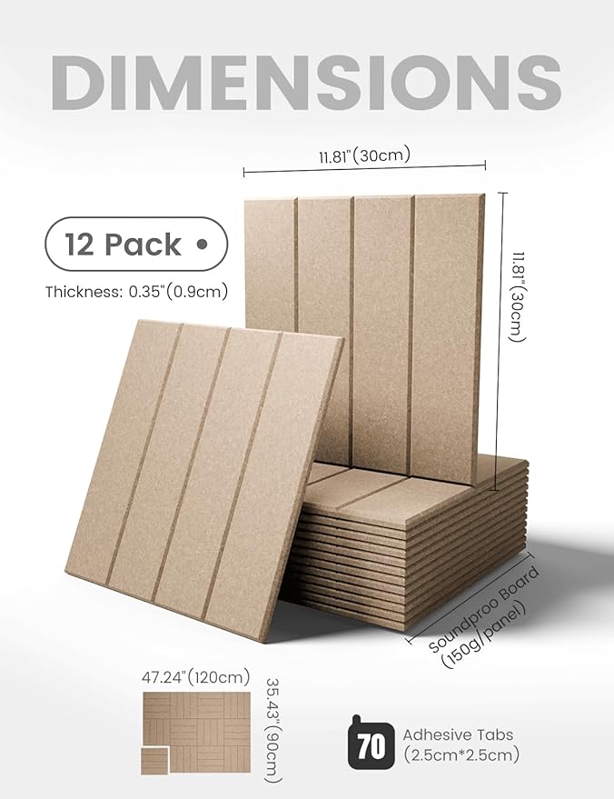Large Felt Bulletin Board 48" x 36" Cork Board Alternative-12 Pack with 70 Safe Removable Adhesive Tabs, Cork Boards for Walls Felt Board for Home Office Classroom Pin Board-Taupe