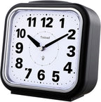 Tinload 5.5" Large No Ticking Analog Alarm Clock,Silent Readable for Seniors,Easy to Set,Gradual Rise Alarm,Big Numbers,Gentle Wake,Snooze, Lighted on Demand,Battery Operated,Black