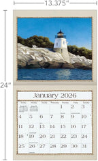 Lang Seaside 2026 Wall Calendar – 12-Month Calendar with Stapled Binding, Linen-Embossed Coastal Artwork by Daniel Pollera, 13.4" × 12"