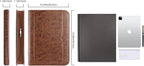 ProCase Portfolio Business Padfolio Folder with Zipper, Conference Meeting Executive File Legal Document Organizer with Pockets Letter Size A4 Writing Pad Notepad Padfolio -Brown
