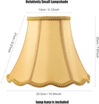 Bell Lamp Shade, Saangseon Scalloped Gold Fabric Lampshade Replacement, Softback, 5'' Top x 10'' Bottom x 8.3'' Slant Height x 8'' Vertical Height, Lamp Harp Included